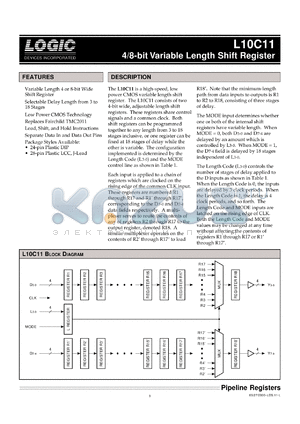 L10C11PC20 datasheet - 4/8-bit variable length shift register. Speed 20 ns.