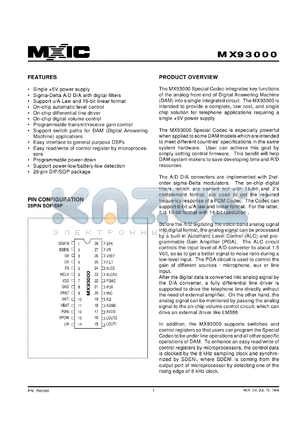 MX93000SC datasheet - Special codec