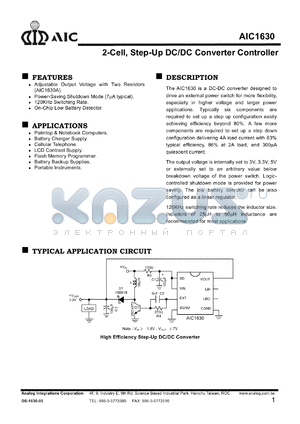 AIC16303CS datasheet - 2-cell, step-up DC/DC converter controller