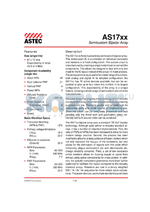 AS1700-NPN datasheet - Semicustom bipolar array