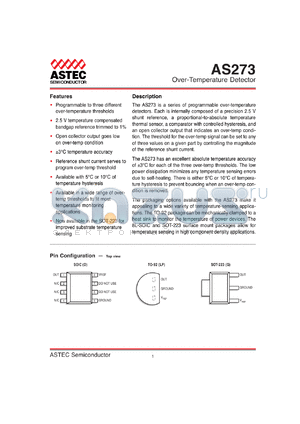 AS273H1LPT datasheet - Over-temperature detector