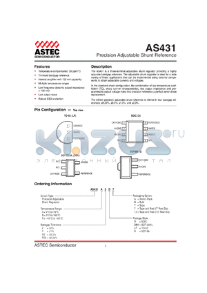 AS431AR25D7 datasheet - Precision adjustable shunt reference