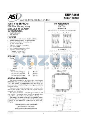 AS8E128K32PN-250/IT datasheet - 128K x 32 EEPROM memory array