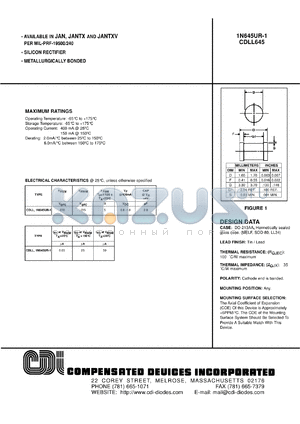 CDLL645UR-1 datasheet - Silicon rectifier