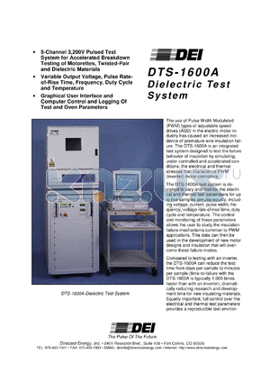 DTS-1600A datasheet - Dielectric test system