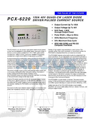 PCX-6220 datasheet - 150A 40V quasi-CW laser diode driveripulsed current source