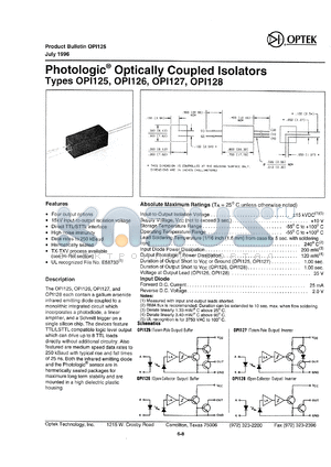 OPI127 datasheet - Photologic optically coupled isolator