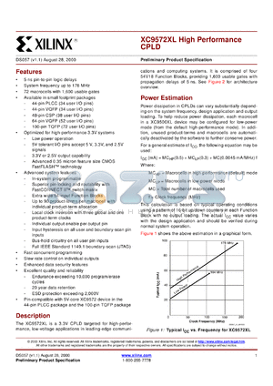 XC9572XL-10PC44I datasheet - High-performance CPLD. Speed 10ns pin-to-pin delay.