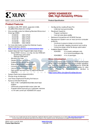 XQ4028EX-4BG352N datasheet - QPRO QML high-reliability FPGA.