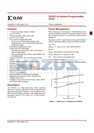 XC9572-15PQ100I datasheet - In-system programmable CPLD. Speed 15ns pin-to-pin delay.