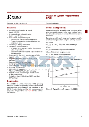 XC9536-5PC44C datasheet - In-system programmable CPLD. Speed 5ns pin-to-pin delay.