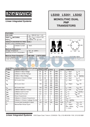 LS351 datasheet - Monolithic dual PNP transistor