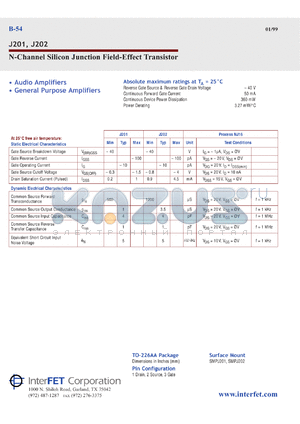 SMPJ201 datasheet - N-Channel silicon junction field-effect transistor