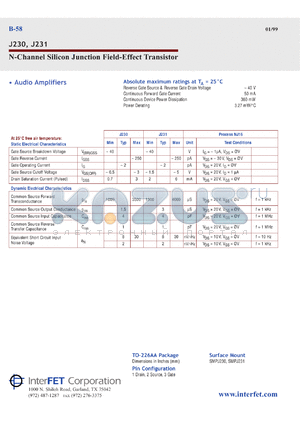 SMPJ230 datasheet - N-Channel silicon junction field-effect transistor