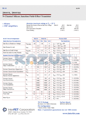 SMP4416A datasheet - N-Channel silicon junction field-effect transistor