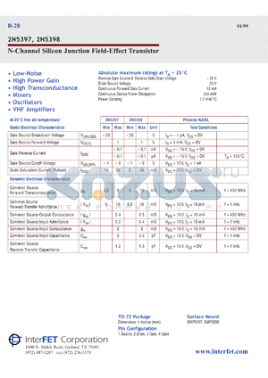 SMP5397 datasheet - N-Channel silicon junction field-effect transistor