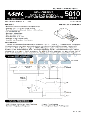 MSK5010-3.3BZS datasheet - High current, super low dropout fixed voltage regulator