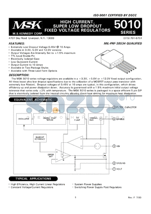 MSK5010-12BZS datasheet - 12 V,High current, super low dropout fixed voltage regulator