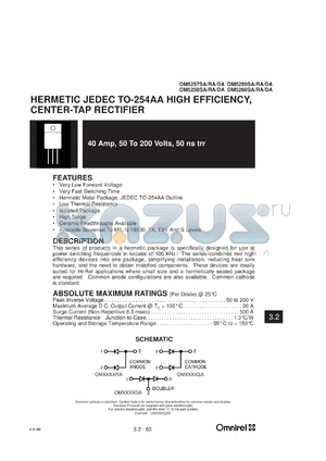 OM5260RA datasheet - 40Amp high efficiency rectifier