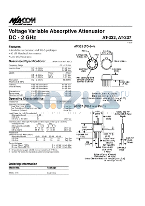 AT-354 datasheet - DC-2 GHz, voltage variable absorptive attenuator