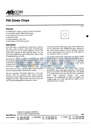 MA4P7418 datasheet - 200 V, PIN diode chip