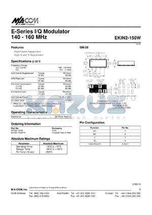 EKIN2-150WTR datasheet - 140-160 MHz,I/Q modulator