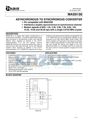 MAS9138S datasheet - Asynchronous to synchronous converter