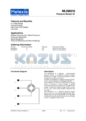 MLX90210C datasheet - Pressure sensor IC