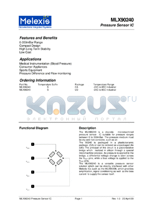 MLX90240S datasheet - Pressure sensor IC