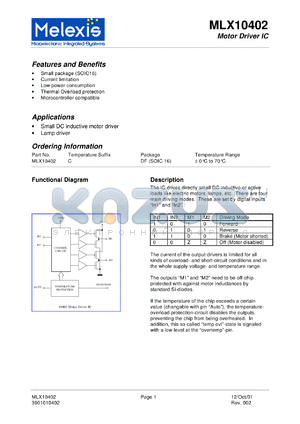 MLX10402CDF datasheet - Motor driver IC