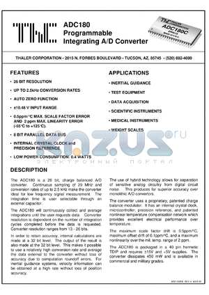 ADC180M datasheet - Precision 26 bit integrating  A/D converter