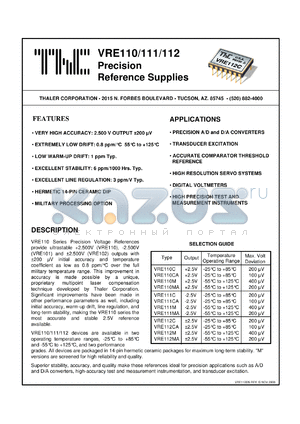 VRE110M datasheet - Precision reference supply