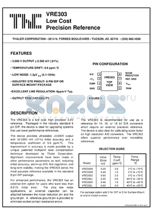 VRE303KD datasheet - Low cost precision reference