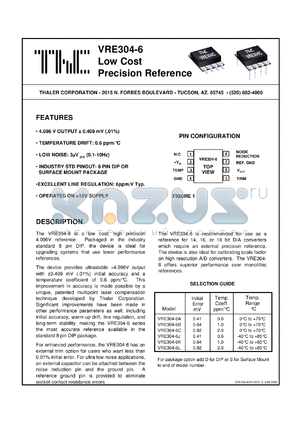 VRE304-6BD datasheet - Low cost precision reference