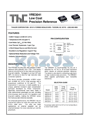 VRE3041LS datasheet - Low cost precision reference