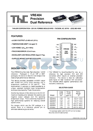 VRE404BD datasheet - Precision dual reference