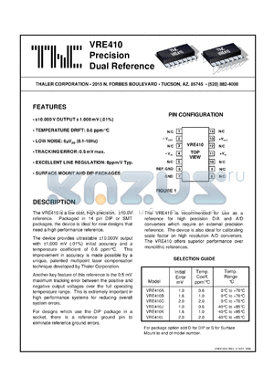 VRE410CD datasheet - Precision dual reference