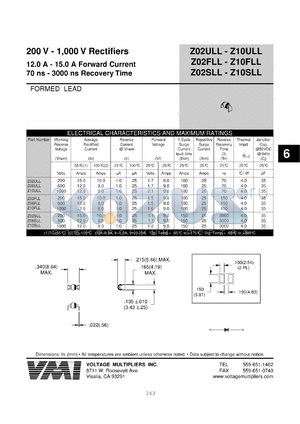 Z10SLL datasheet - 1000 V rectifier 12-15 A forward current, 3000 ns recovery time