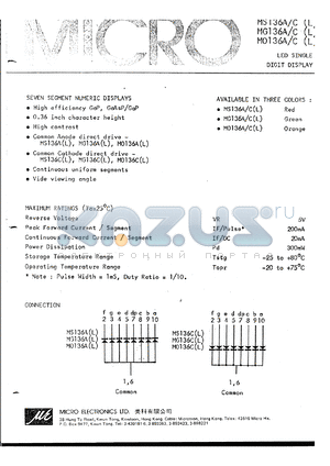 MG136C datasheet - Led single digit display