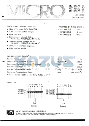 MO136CL datasheet - Led single digit display