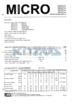 MG2157C datasheet - Led dot matrix display