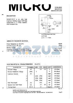 MOB49TAS-1 datasheet - 5V, 90mW ultra high brightness orange LED lamp