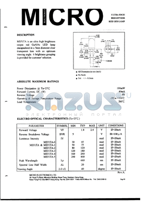 MS51TA-2 datasheet - 5V ultra high brightness red LED lamp