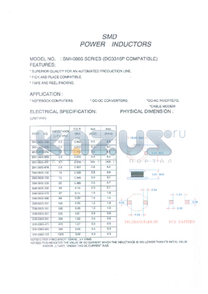 SMI-0806-150 datasheet - SMD power inductor