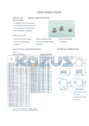 SMI-40-27D datasheet - SMD inductor