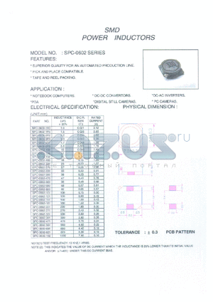 SPC-0602-1R0 datasheet - SMD power inductor