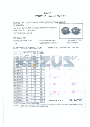 SPC-0603-820 datasheet - SMD power inductor