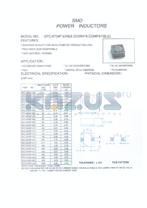 SPC-0704P-151 datasheet - SMD power inductor