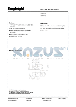 AA3528F4C datasheet - In ra-red emitting diode. Lens type water clear.