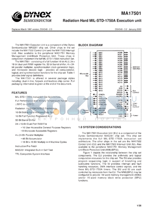 MAS17501CC datasheet - Radiation hard MIL-STD-1750A execution unit